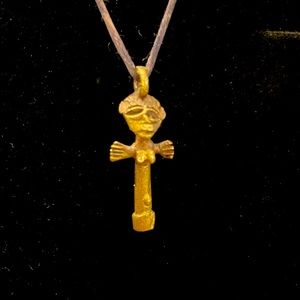 Fertility Goddess Pendant Bronze Tribal African Metal Ghana Shaman Doll